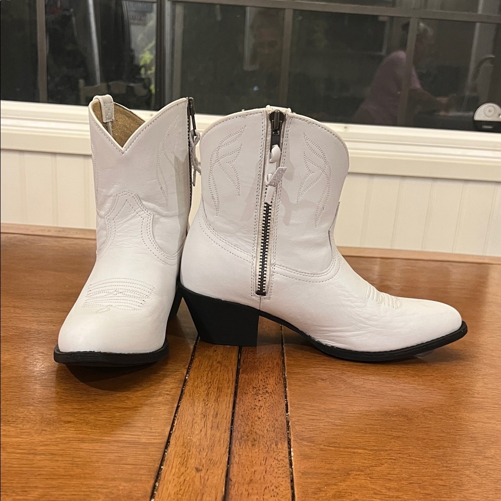 Ariat White Western Ankle Boots with Side Zip